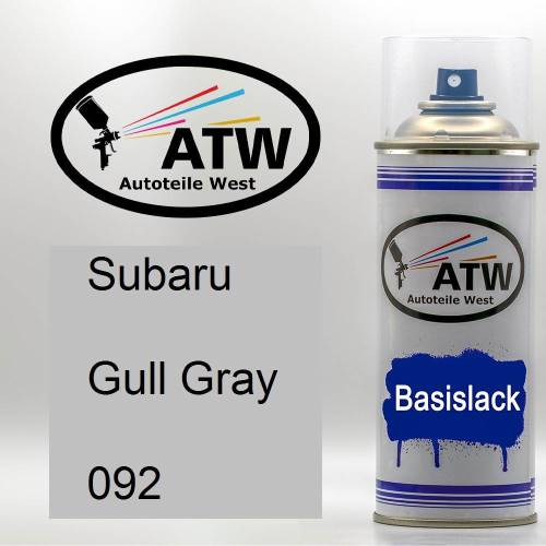 Subaru, Gull Gray, 092: 400ml Sprühdose, von ATW Autoteile West.